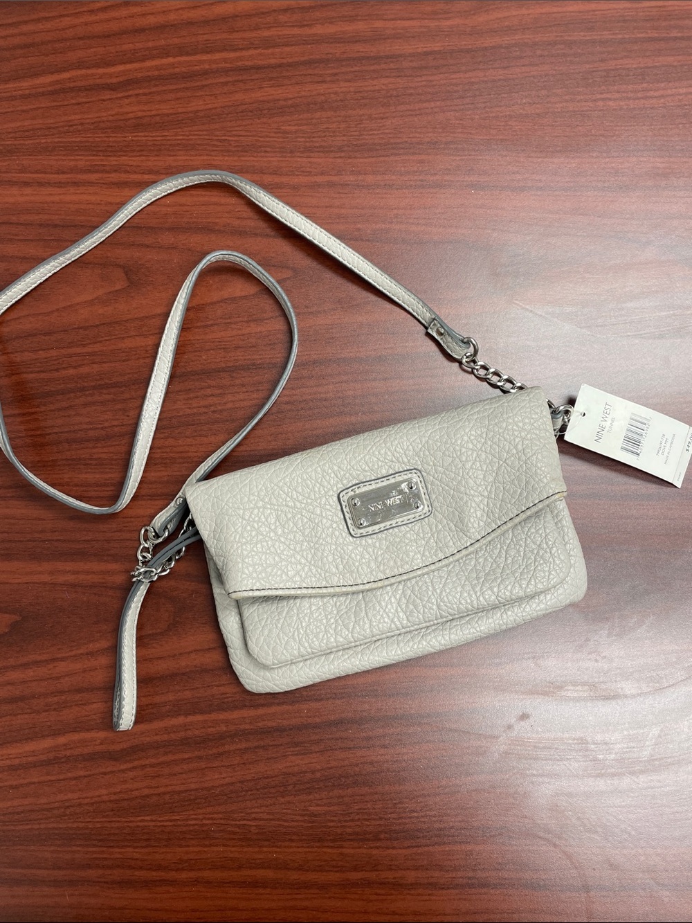 Nine West Pebbled Leather Crossbody in Dove Gray • New